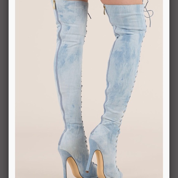 COPY - Over the knee lace up denim boots ❤️ - Picture 3 of 3